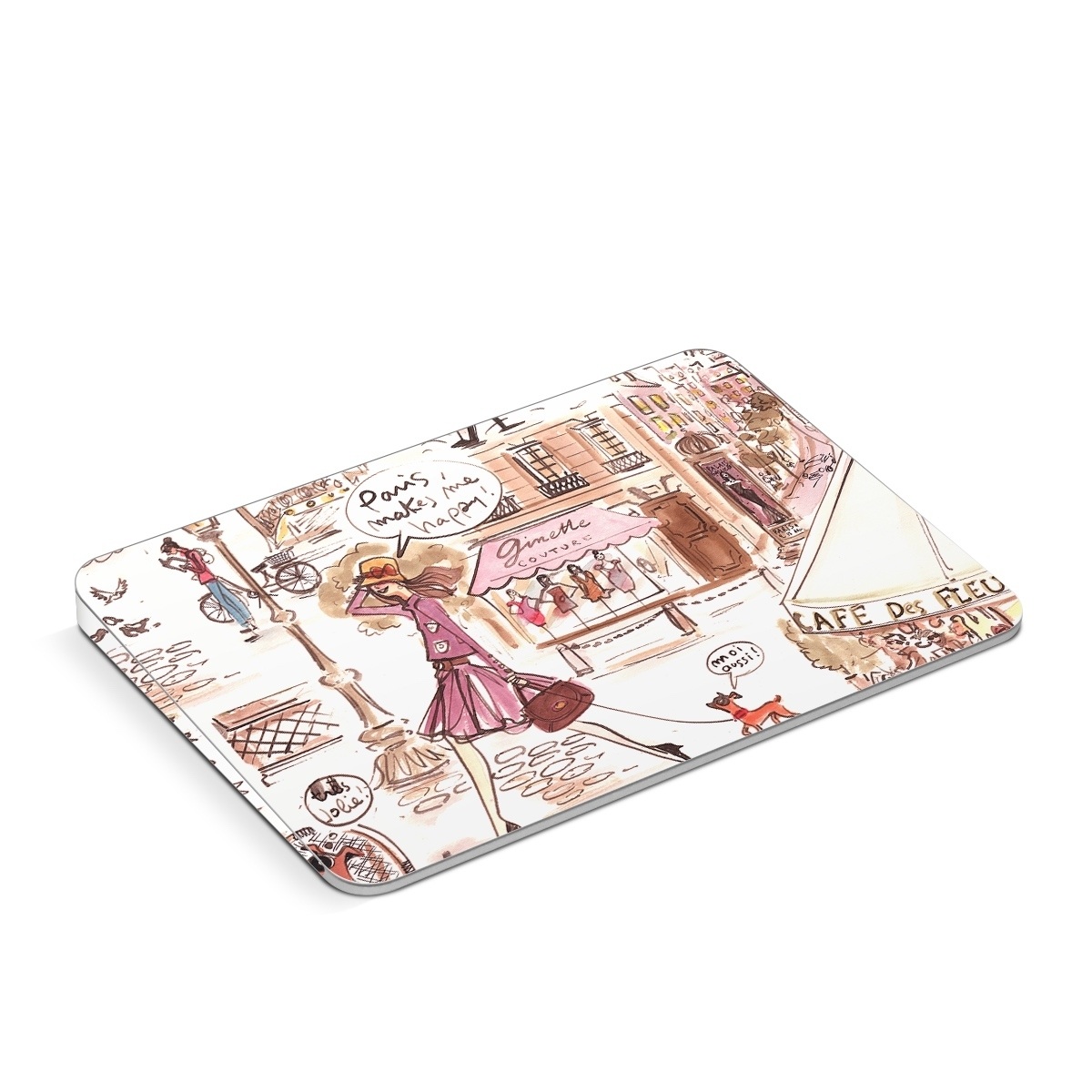 Apple Magic Trackpad Skin design of Cartoon, Illustration, Comic book, Fiction, Comics, Art, Human, Organism, Fictional character, Style, with gray, white, pink, red, yellow, green colors