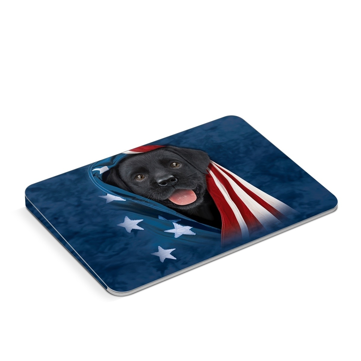 Apple Magic Trackpad Skin design of Canidae, Dog, Dog breed, Flag, Snout, Carnivore, Sporting Group, Labrador retriever, Flag of the united states, Puppy, with black, gray, white, blue, red colors