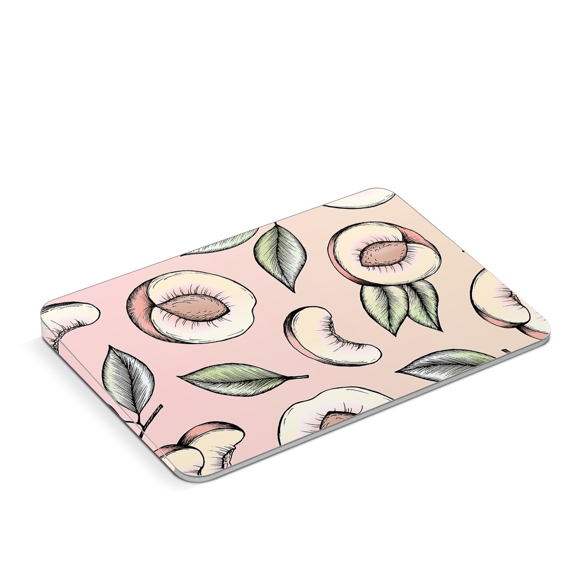 Apple Magic Trackpad Skin design of Pattern, Leaf, Botany, Organism, Design, Plant, Illustration, Clip art, with pink, green, yellow, orange colors
