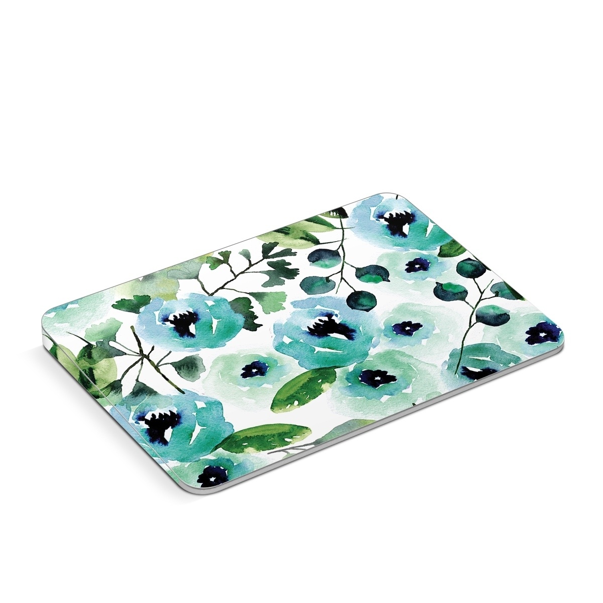 Apple Magic Trackpad Skin design of Green, Pattern, Leaf, Aqua, Plant, Design, Branch, Organism, Flower, Ivy, with white, green, blue, black colors