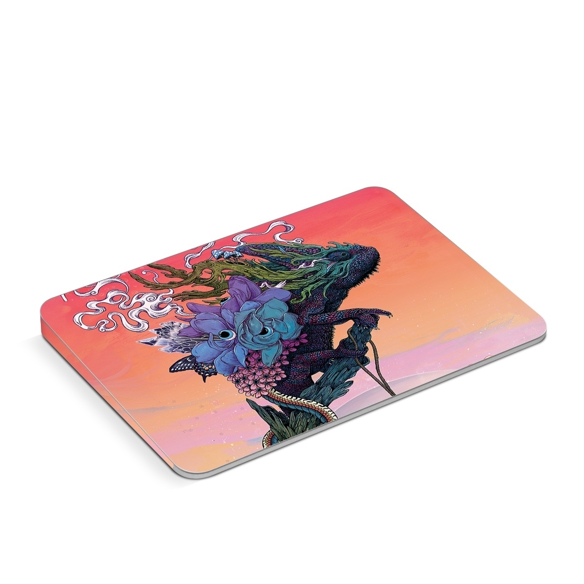 Apple Magic Trackpad Skin design of Illustration, Fictional character, Fiction, Art, Organism, Plant, Tree, Graphic design, Cg artwork, with red, orange, green, purple, white, blue, brown colors
