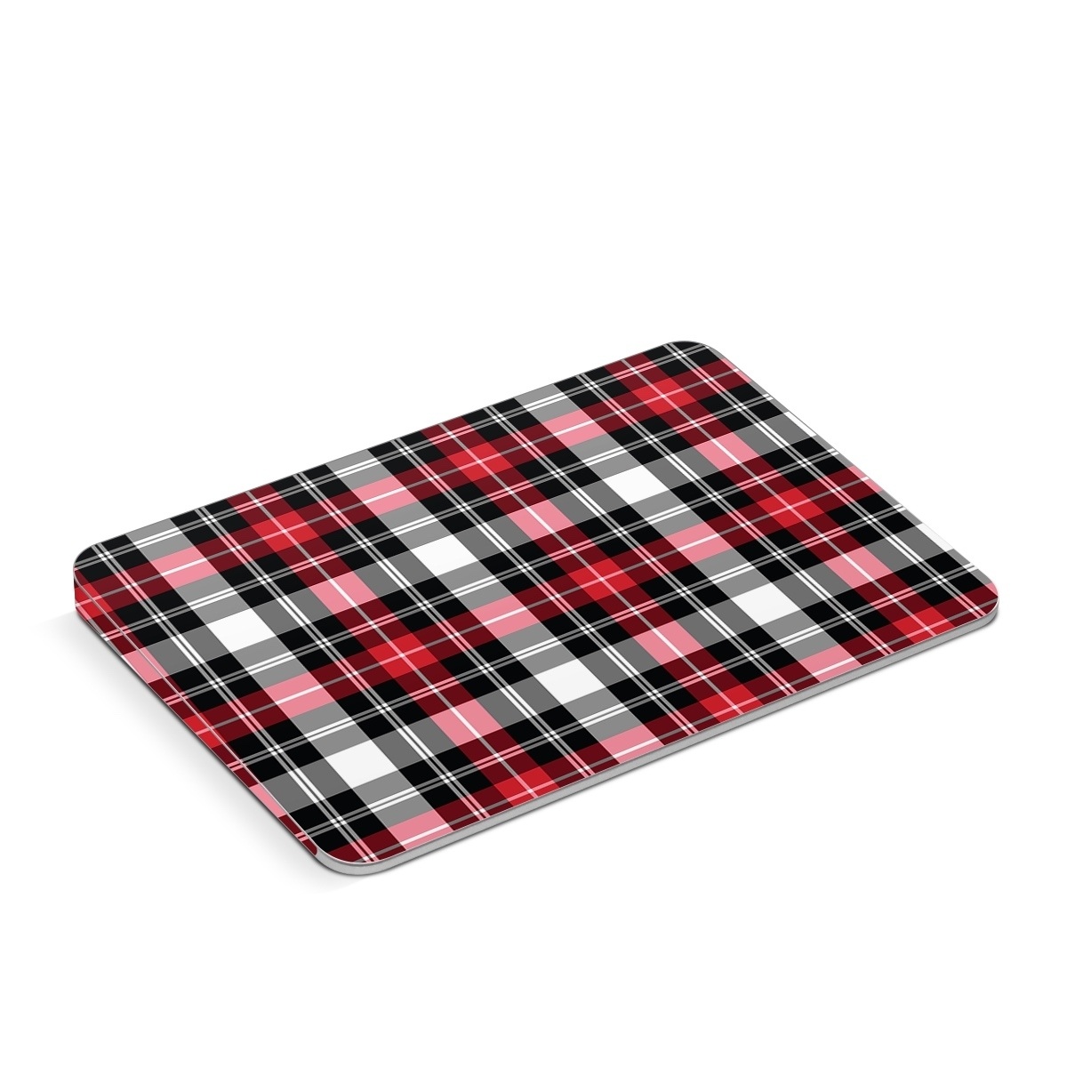 Apple Magic Trackpad Skin design of Plaid, Tartan, Pattern, Red, Textile, Design, Line, Pink, Magenta, Square, with black, gray, pink, red, white colors