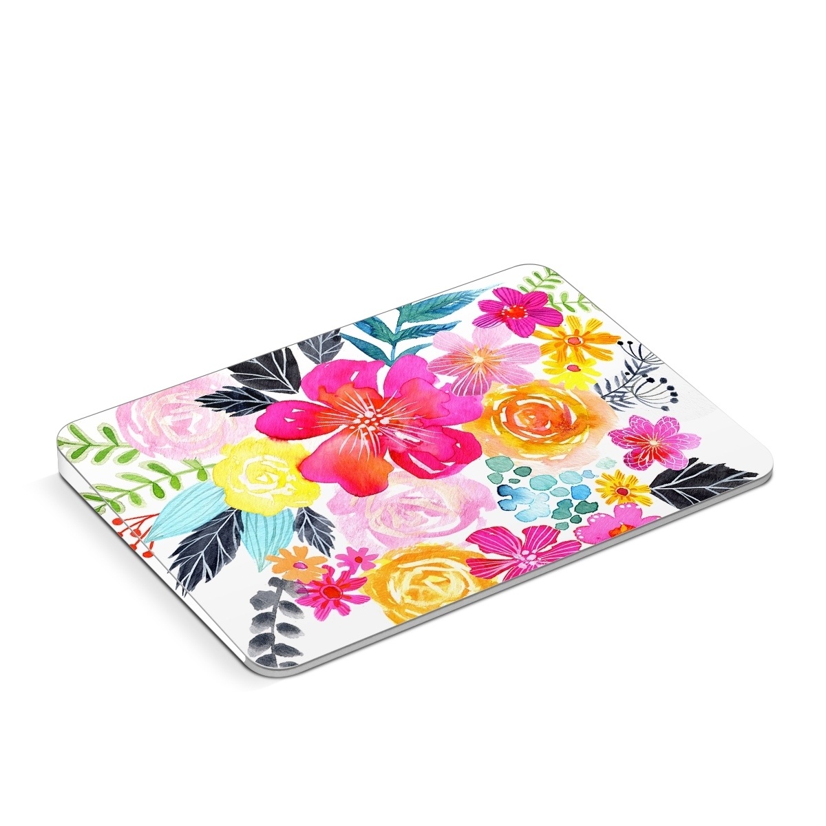 Apple Magic Trackpad Skin design of Flower, Clip art, Bouquet, Plant, Illustration, Floral design, Pink, Petal, Botany, Design, with white, pink, orange, red, yellow, blue, black, green colors