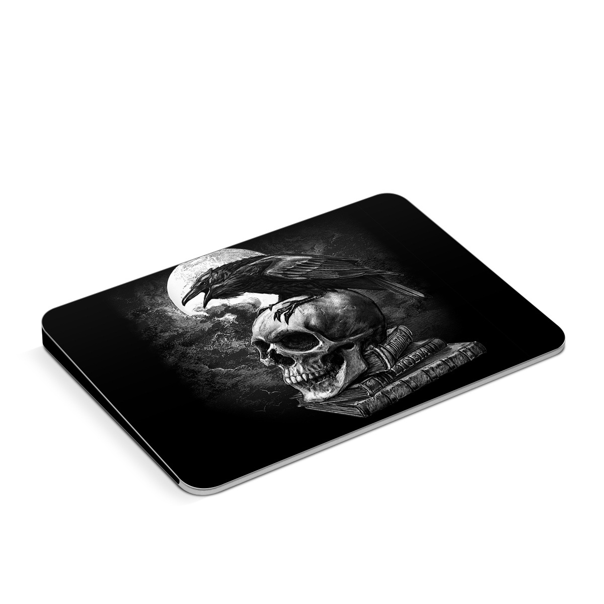 Apple Magic Trackpad Skin design of Bone, Skull, Bird, Darkness, Monochrome, Wing, Black-and-white, Illustration, Beak, Fictional Character, Drawing, Symbol, with black, white, gray colors