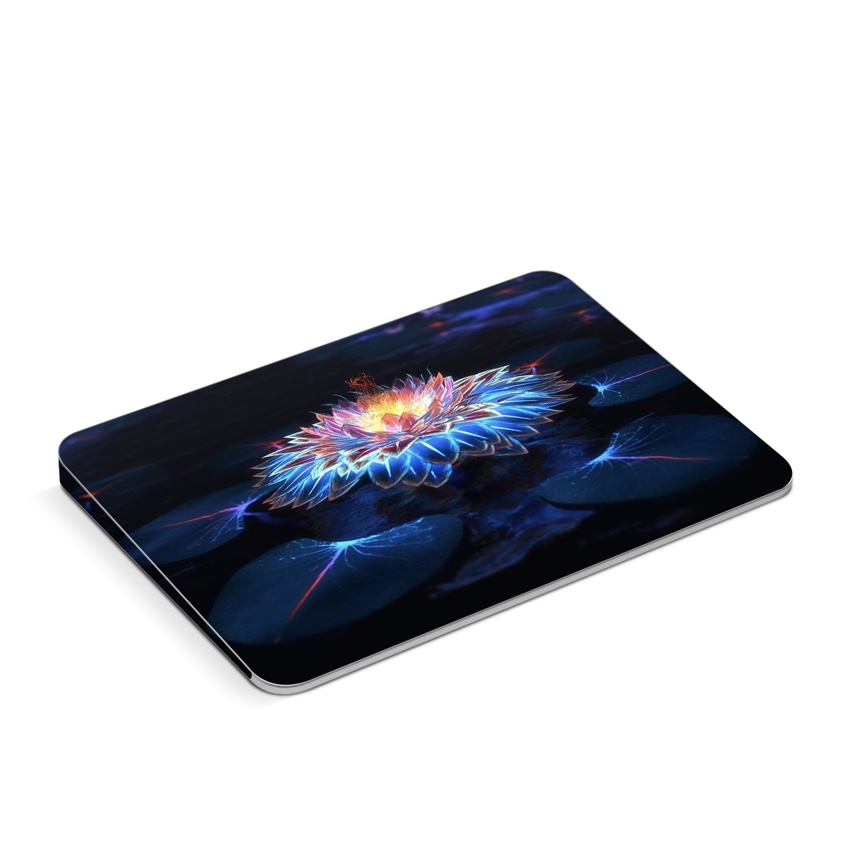 Apple Magic Trackpad Skin design of Water, Light, Fractal art, Organism, Electric blue, Aquatic plant, Darkness, Plant, Art, Space, with black, blue, gray colors