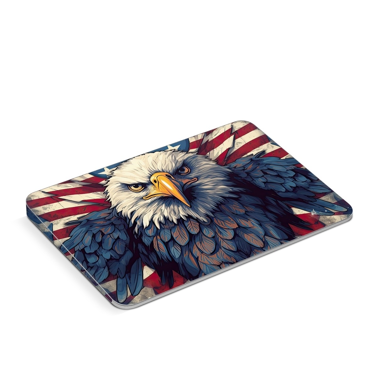 Apple Magic Trackpad Skin design of Bird, Accipitridae, Beak, Sea eagle, Falconiformes, Feather, Eagle, Painting, Art, Bald eagle, with red, blue, white, brown, yellow, gray, orange colors