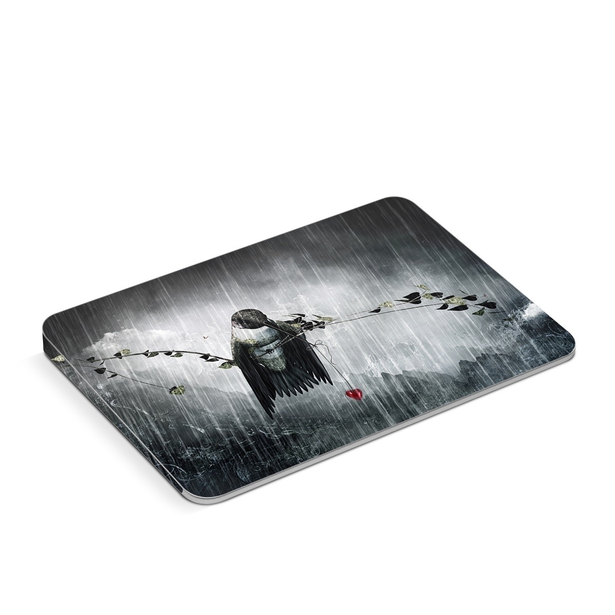 Apple Magic Trackpad Skin design of Water, Cg artwork, Graphic design, Fictional character, Darkness, Illustration, with black, gray, white, red colors