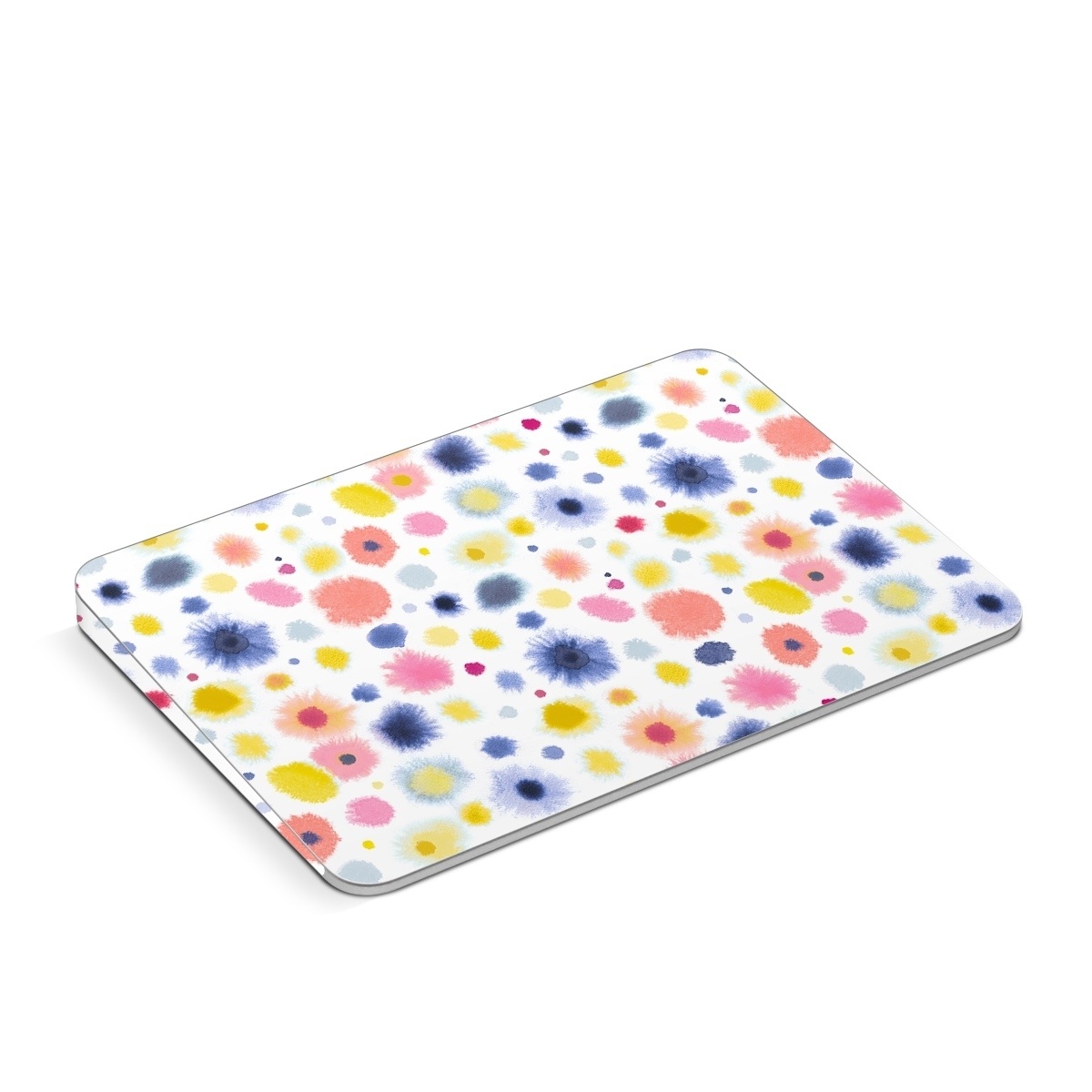 Apple Magic Trackpad Skin design of Material property, Circle, Pattern, Design, Magenta, Electric blue, Font, Flowering plant, Painting, with white, pink, orange, blue, yellow, gray colors