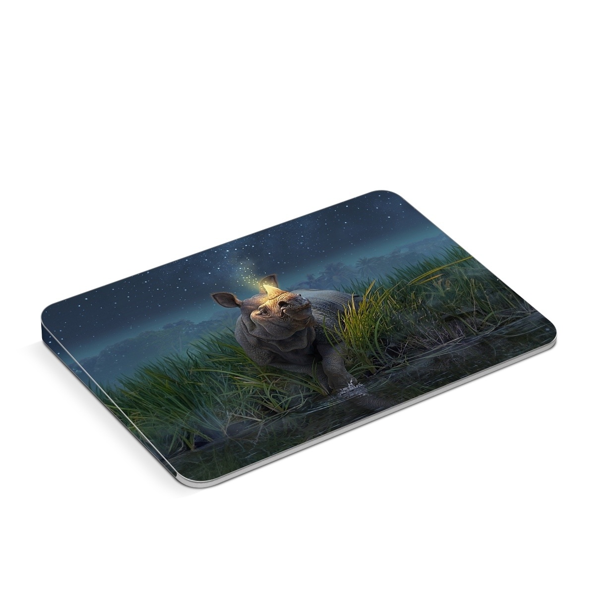 Apple Magic Trackpad Skin design of Wildlife, Sky, Photography, Grass, Fawn, with blue, green, gray, yellow, white colors