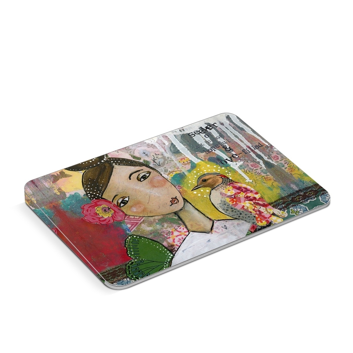 Apple Magic Trackpad Skin design of Art, Painting, Illustration, Visual arts, Watercolor paint, Acrylic paint, Flower, Plant, Paint, Modern art, with white, green, pink, red, yellow colors