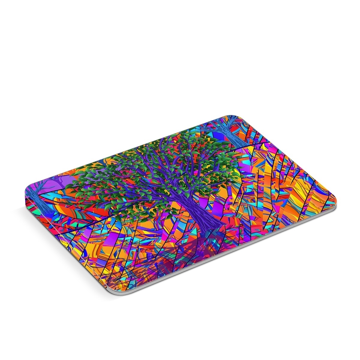 Apple Magic Trackpad Skin design of Psychedelic art, Pattern, Visual arts, Art, Plant, Acrylic paint, Modern art, with green, purple, orange, blue, purple, yellow, red colors