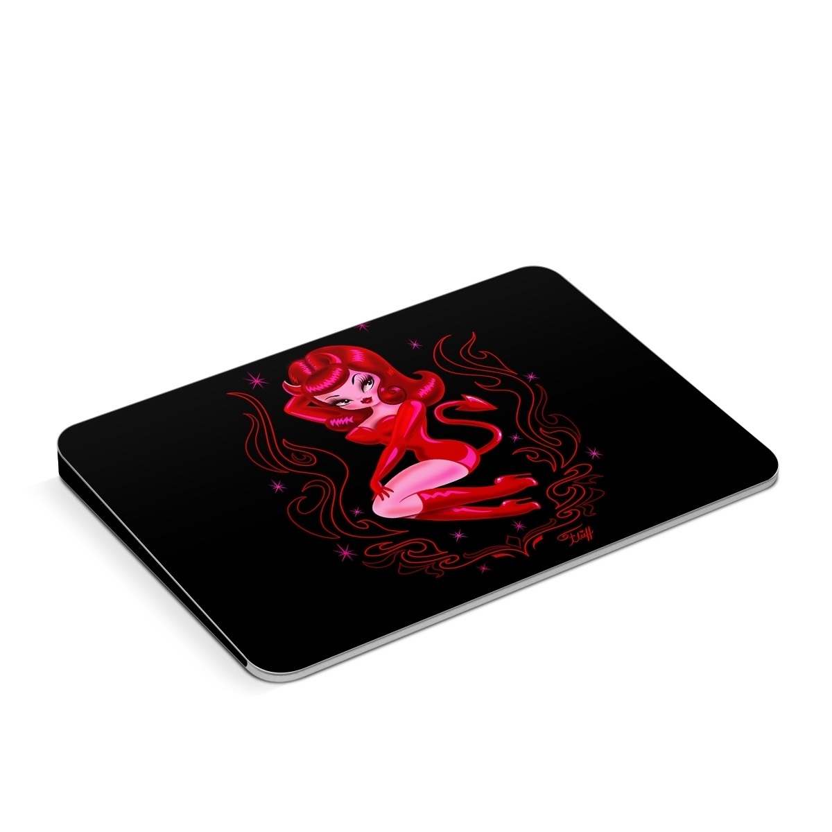 Apple Magic Trackpad Skin design of Pink, Illustration, Fictional character, Graphic design, Neon, Magenta, Graphics, Art, with black, red, pink colors