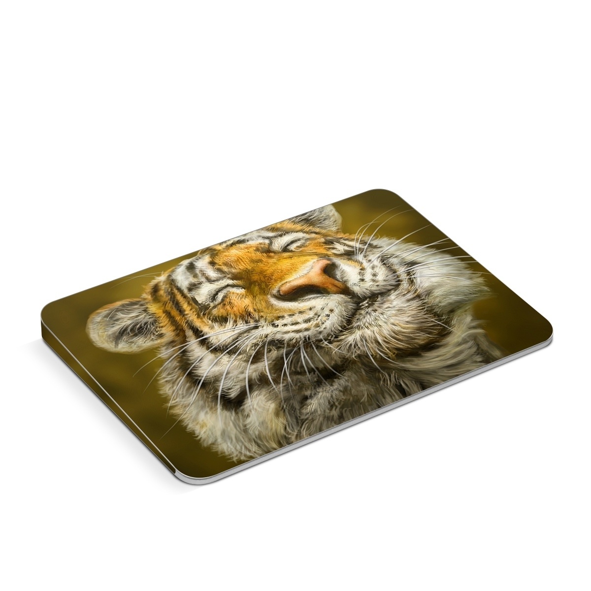Apple Magic Trackpad Skin design of Tiger, Vertebrate, Bengal tiger, Mammal, Wildlife, Siberian tiger, Terrestrial animal, Felidae, Snout, Whiskers, with black, white, orange, yellow colors