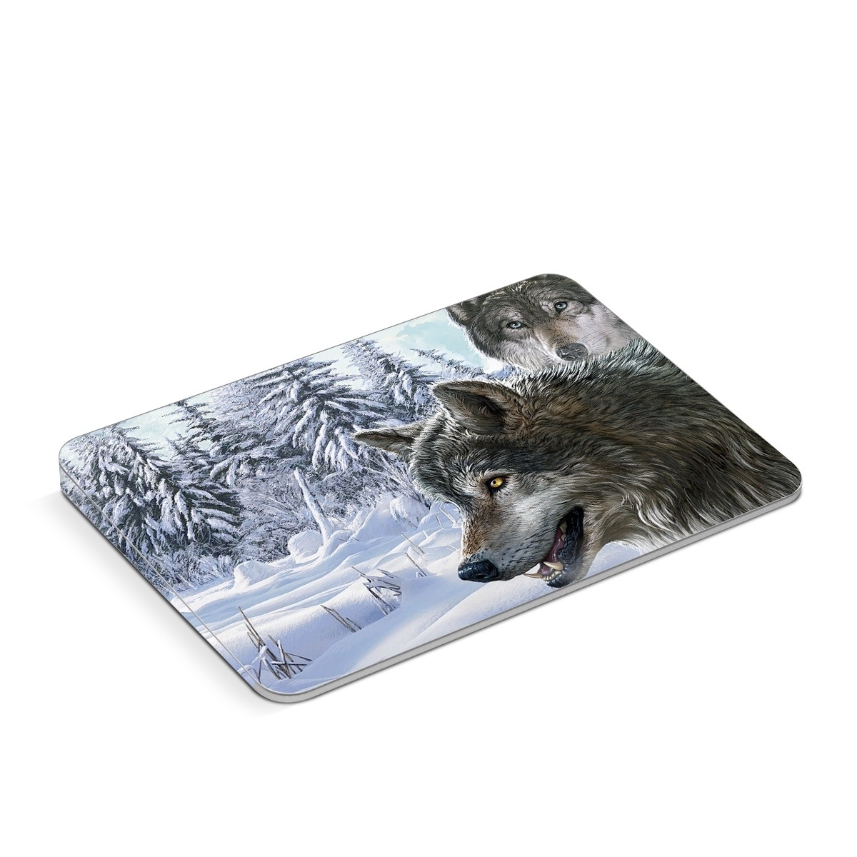 Apple Magic Trackpad Skin design of Mammal, Vertebrate, Wolf, Canidae, canis lupus tundrarum, Canis, Wildlife, Carnivore, Wolfdog, Dog, with gray, black, blue, purple colors