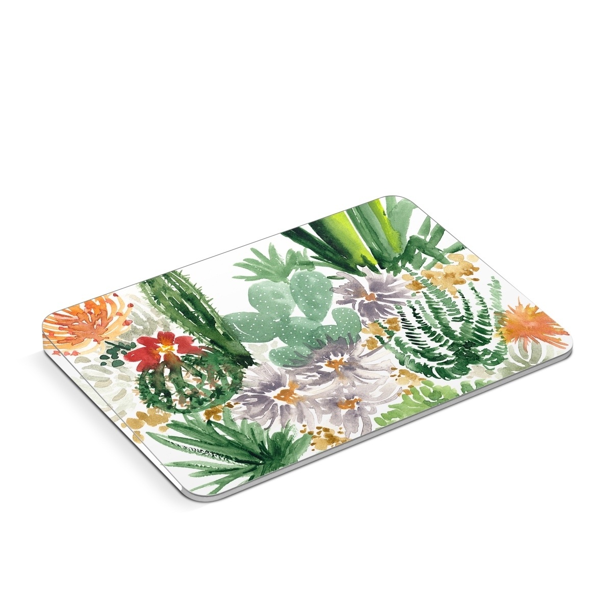 Apple Magic Trackpad Skin design of Cactus, Plant, Flower, Botany, Leaf, Illustration, Pine, Grass, Succulent plant, Branch, with white, green, red, orange colors