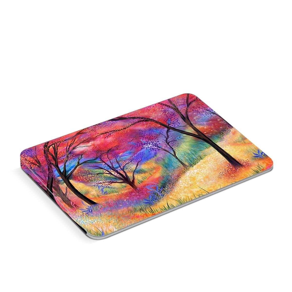 Apple Magic Trackpad Skin design of Plant, Art paint, Paint, Botany, Natural environment, Natural landscape, Leaf, Branch, People in nature, Tree, with red, blue, yellow, green, purple, orange, black, white colors