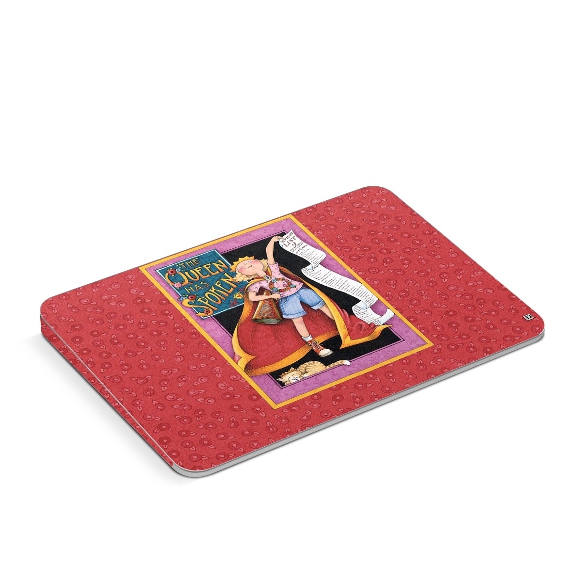 Apple Magic Trackpad Skin design of Cartoon, Illustration, Art, Miniature, Fictional character, Fiction, Magenta, Style, with red, gray, black, green, orange, purple colors