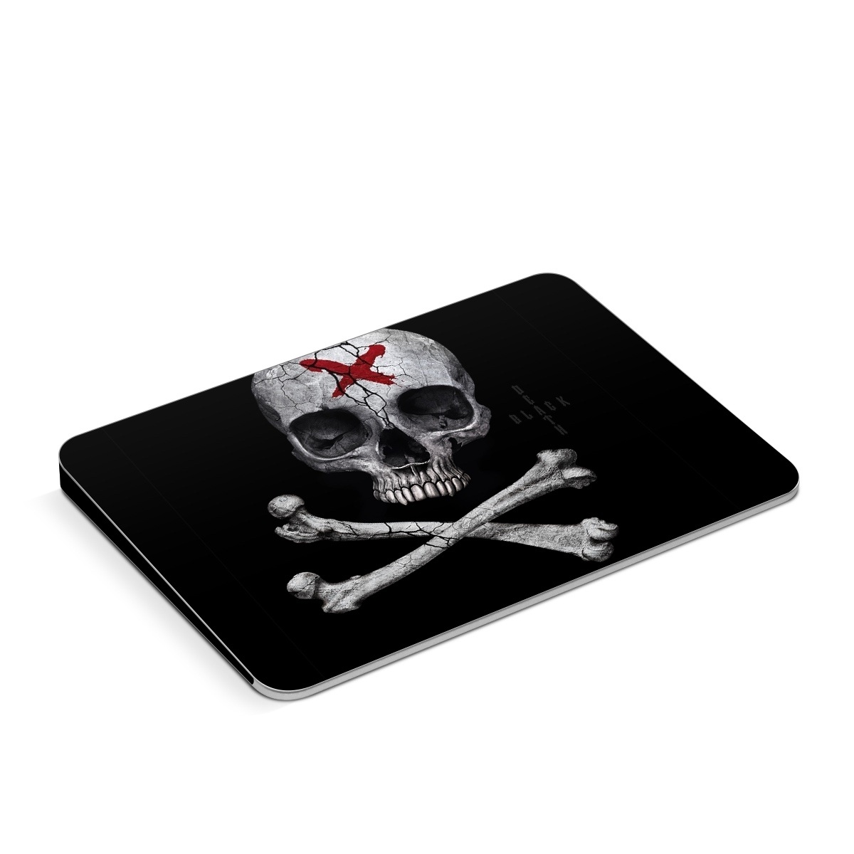 Apple Magic Trackpad Skin design of Bone, Skull, Skeleton, Jaw, Illustration, Animation, Fictional character, Still life photography, with black, white, gray colors