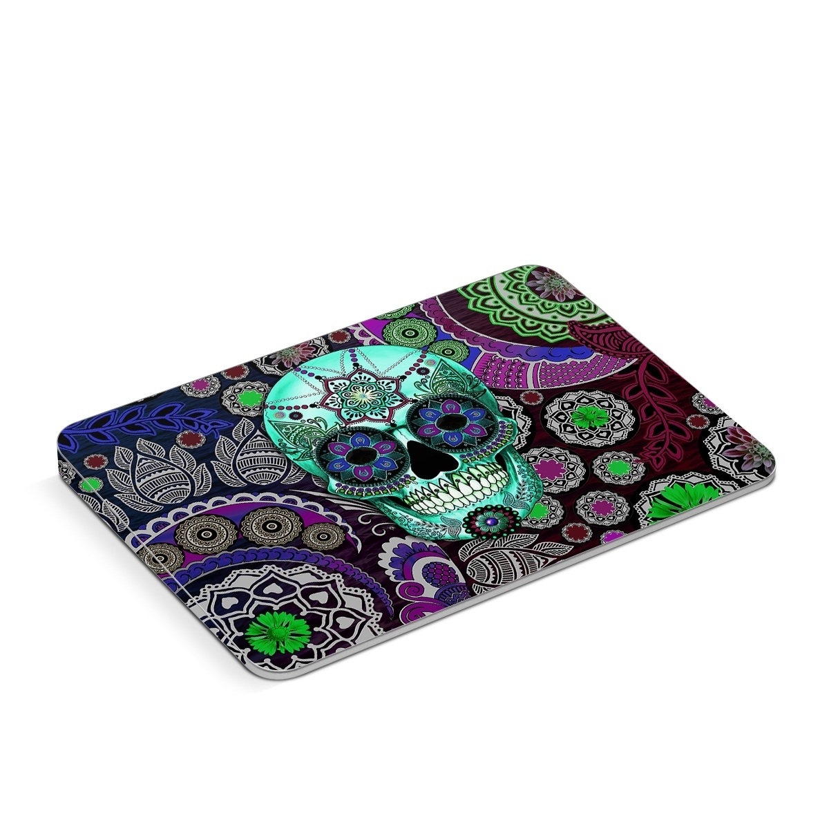 Apple Magic Trackpad Skin design of Psychedelic art, Pattern, Skull, Purple, Bone, Violet, Design, Visual arts, Art, Magenta, with blue, green, purple, red, green, pink colors
