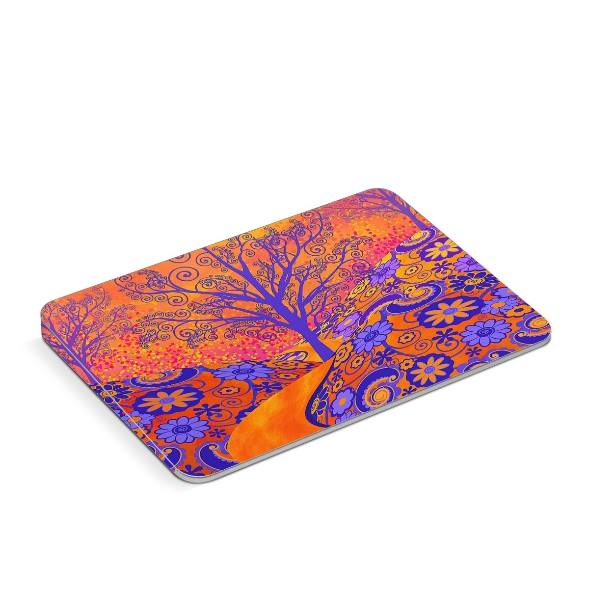 Apple Magic Trackpad Skin design of Blue, Orange, Art, Acrylic paint, Modern art, Pattern, Visual arts, Painting, Majorelle blue, Psychedelic art, with orange, yellow, red, purple colors