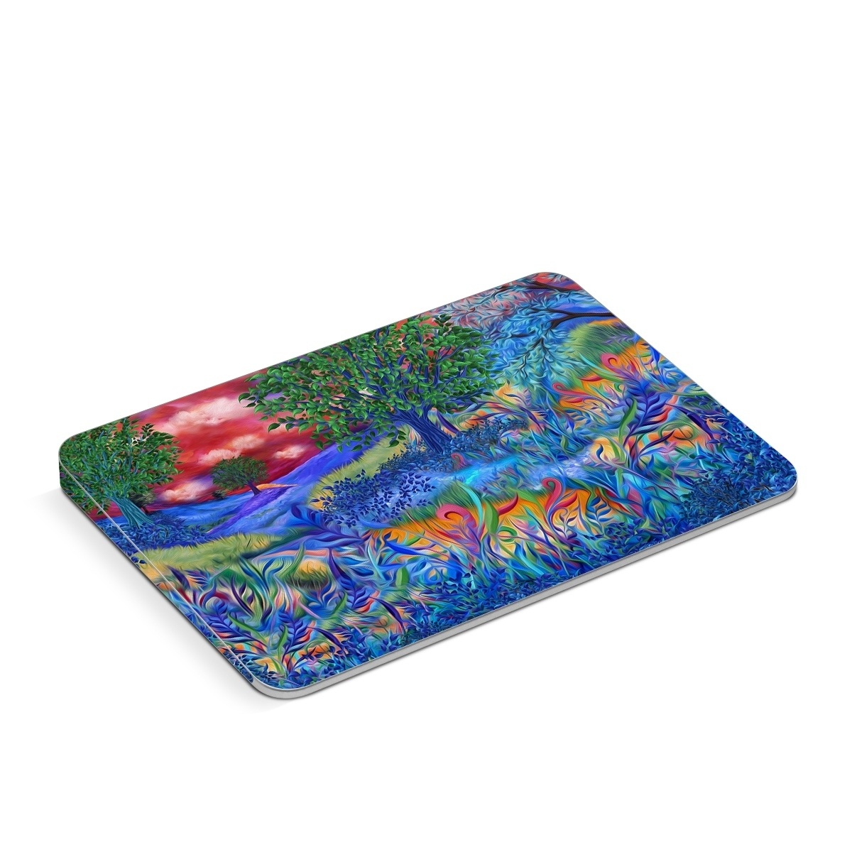Apple Magic Trackpad Skin design of Art paint, Plant, Plant community, Paint, Natural landscape, People in nature, Vegetation, Grass, Art, Painting, with blue, red, green, orange, yellow, pink, white colors