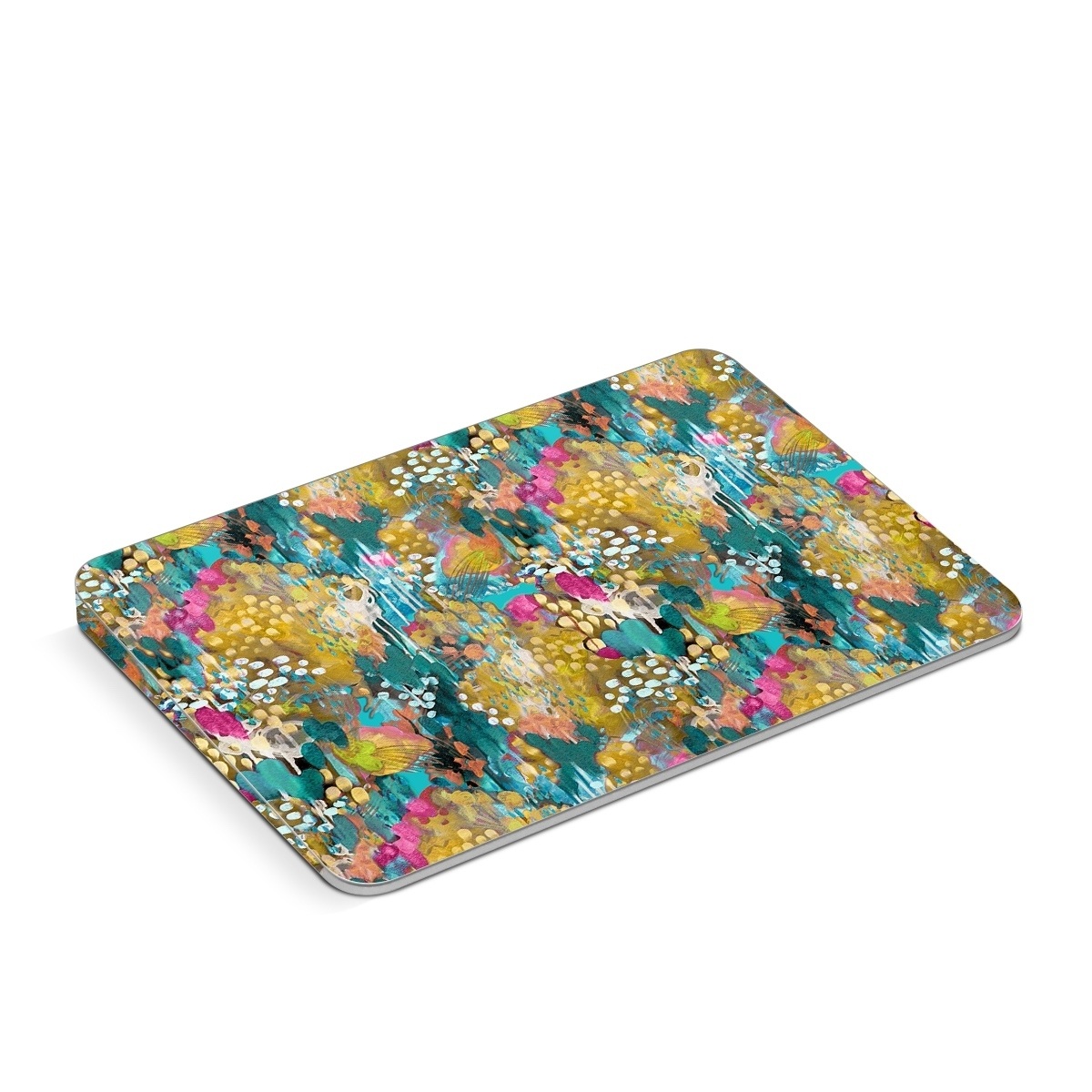 Apple Magic Trackpad Skin design of Pattern, Textile, Design, Art, Visual arts, Wildflower, with green, gray, blue, black, red colors