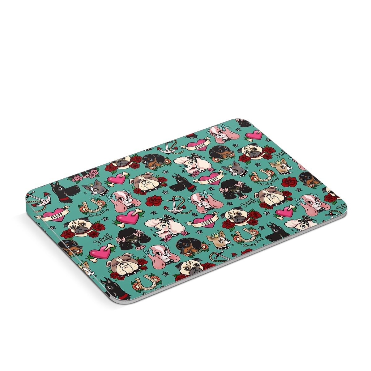 Apple Magic Trackpad Skin design of Cartoon, Pattern, Illustration, Design, Crowd, Textile, Art, with blue, brown, red, white, black, green, gray colors