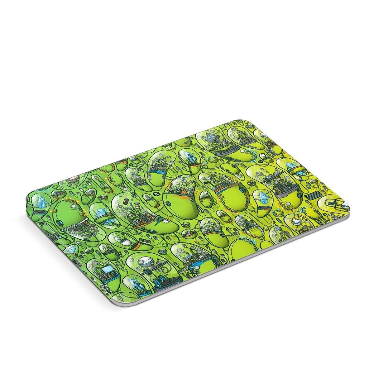 Apple Magic Trackpad Skin design of Green, Pattern, Yellow, Design, Illustration, Plant, Art, Graphic design, Urban design, with green, blue, gray, yellow, orange colors