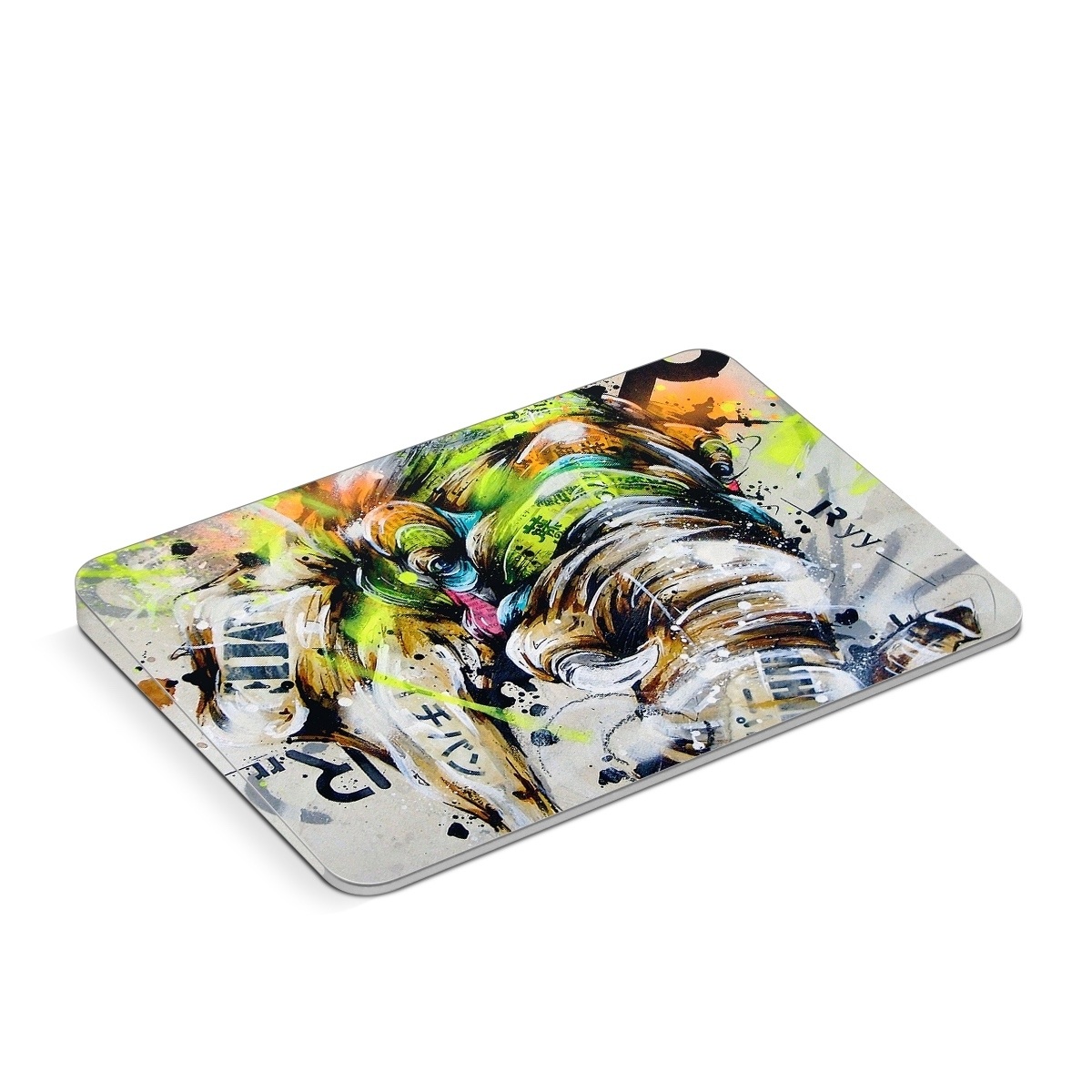 Apple Magic Trackpad Skin design of Watercolor paint, Graphic design, Illustration, Acrylic paint, Art, Modern art, Painting, Visual arts, Paint, Graphics, with gray, black, green, red, blue colors