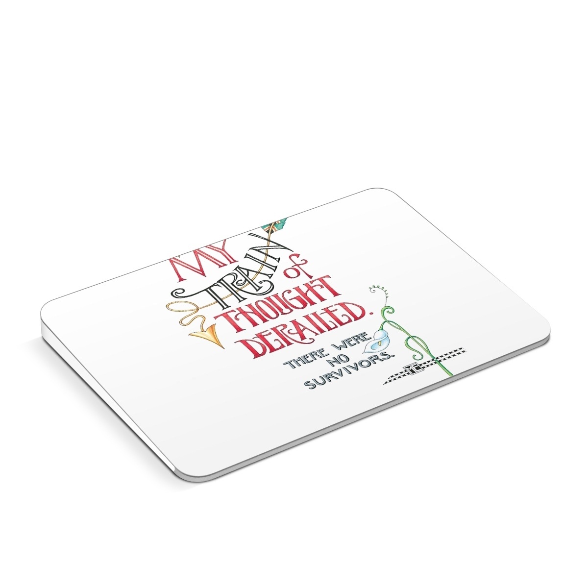 Apple Magic Trackpad Skin design of Text, Font, Line, Illustration, Calligraphy, Graphic design, Art, with white, black, red, yellow, green, blue colors