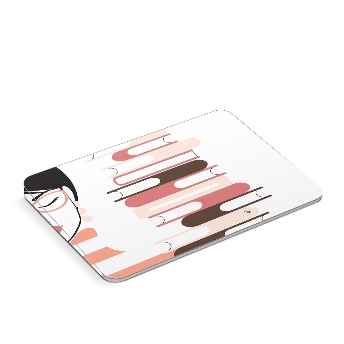 Apple Magic Trackpad Skin design of Eyebrow, Gesture, Font, Carmine, Graphics, Thumb, Art, Illustration, Graphic design, Lipstick, with white, black, pink, brown, red colors