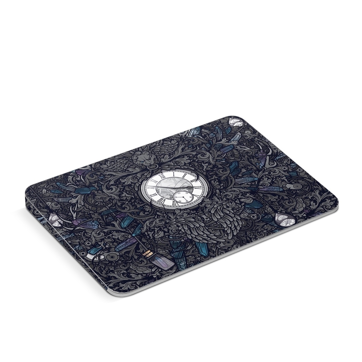 Apple Magic Trackpad Skin design of Blue, Pattern, Psychedelic art, Design, Circle, Art, Font, Graphic design, Visual arts, Illustration, with black, gray colors