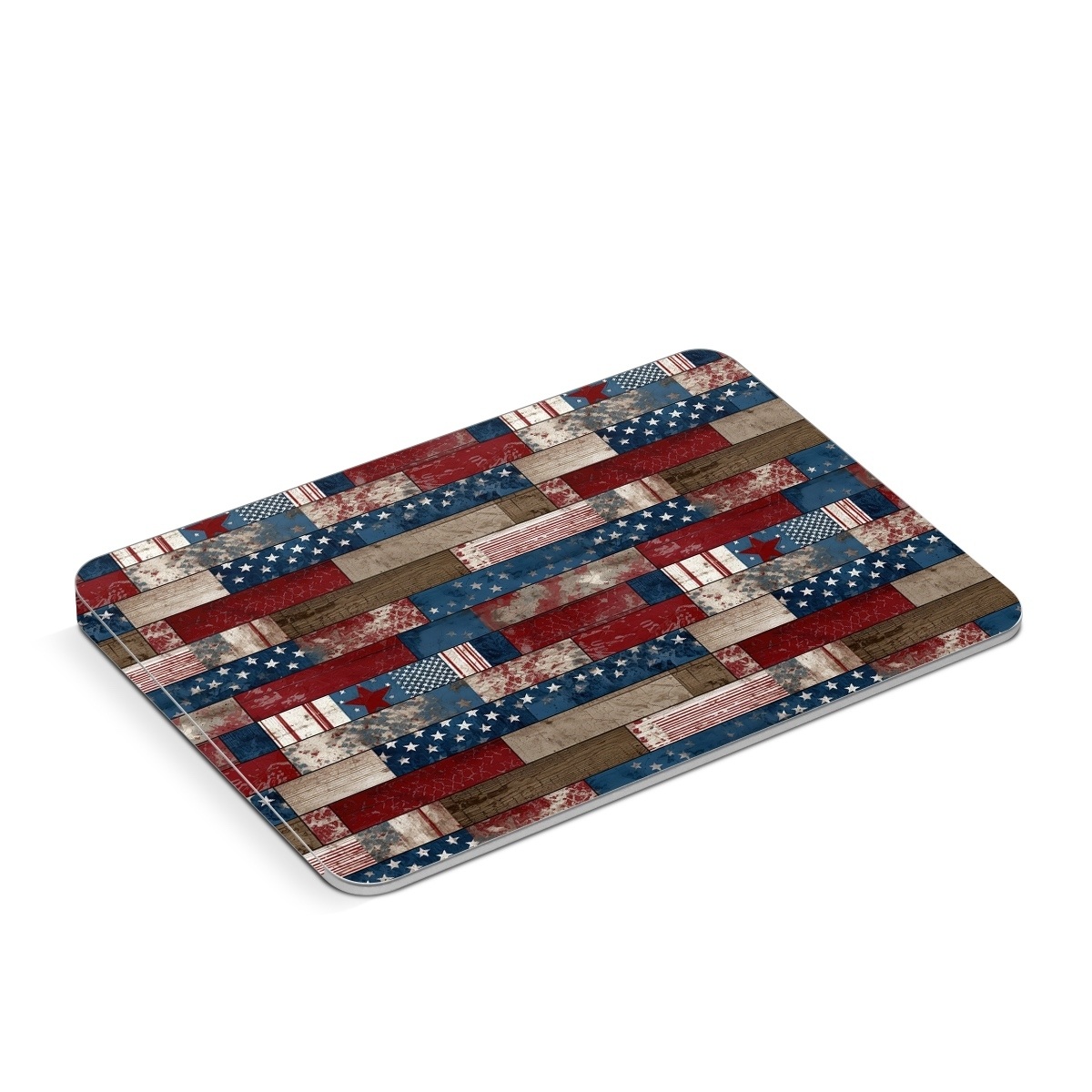 Apple Magic Trackpad Skin design of Photograph, White, Blue, Rectangle, Azure, Textile, Creative arts, Red, Line, Art, with red, blue, white, brown, gray, black colors