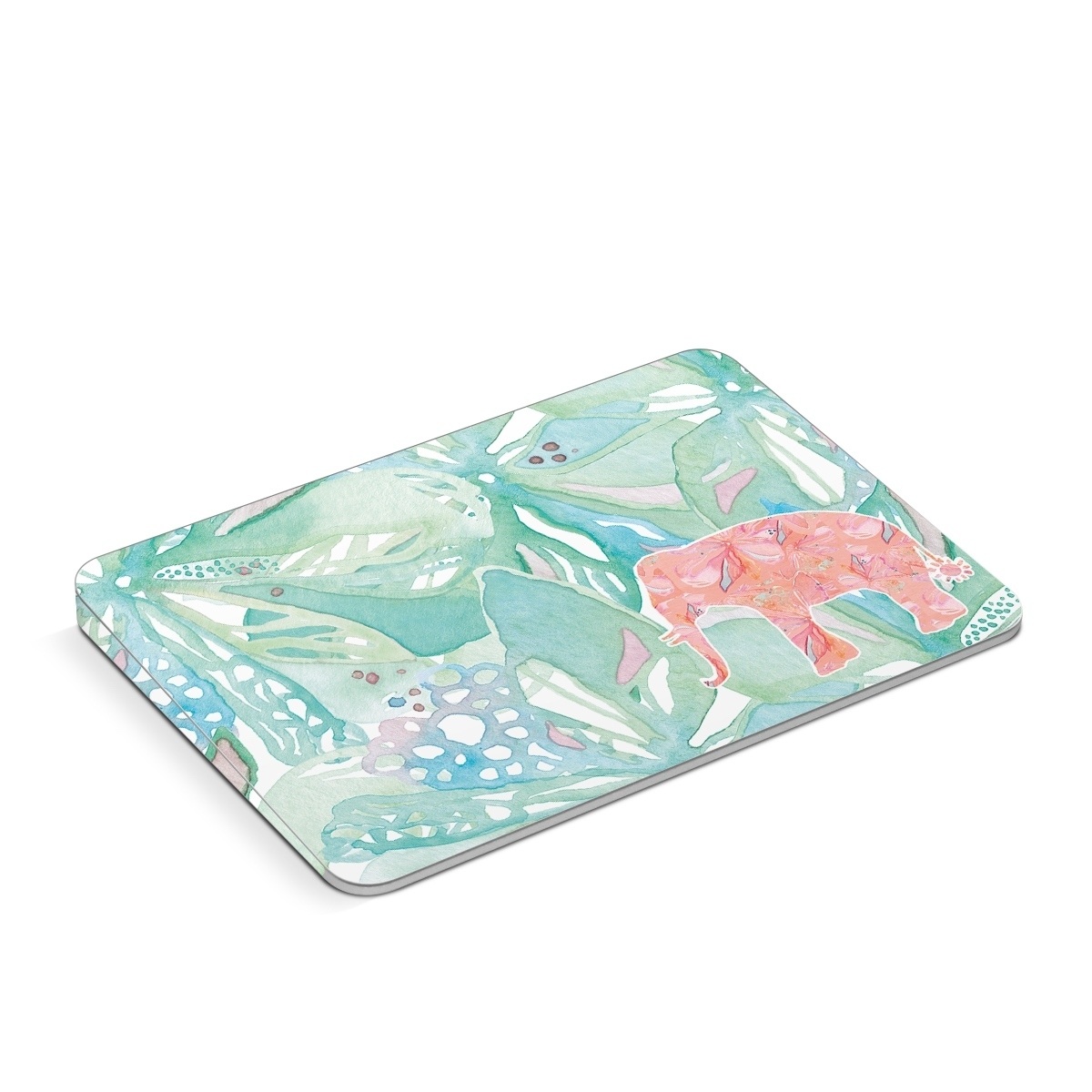 Apple Magic Trackpad Skin design of Aqua, Turquoise, Pattern, Wrapping paper, Design, Illustration, Plant, Gift wrapping, Art, with blue, pink, white, green colors