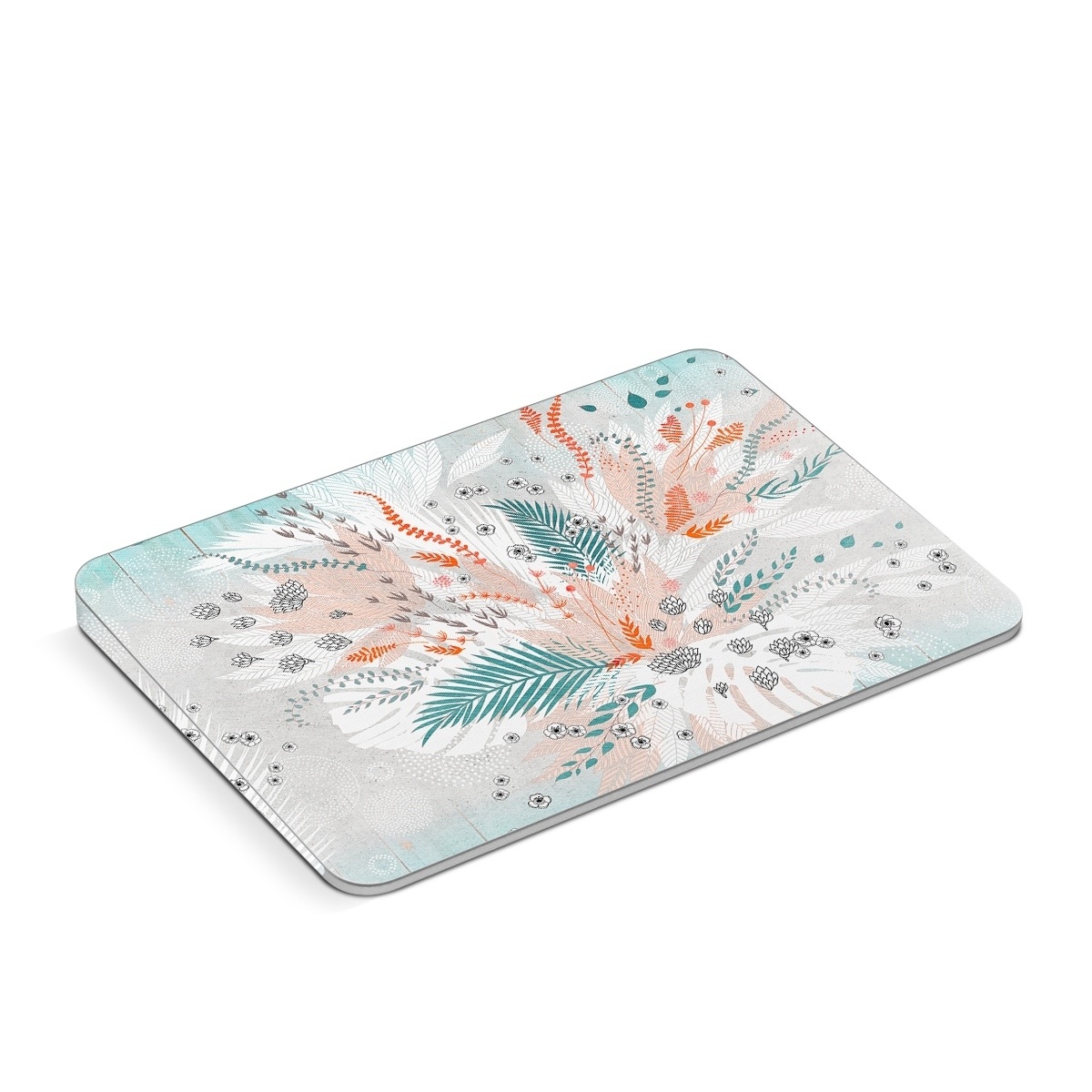 Apple Magic Trackpad Skin design of Aqua, Turquoise, Graphic design, Line, Teal, Illustration, Watercolor paint, Design, Tree, Pattern, with blue, red, orange, white, gray colors