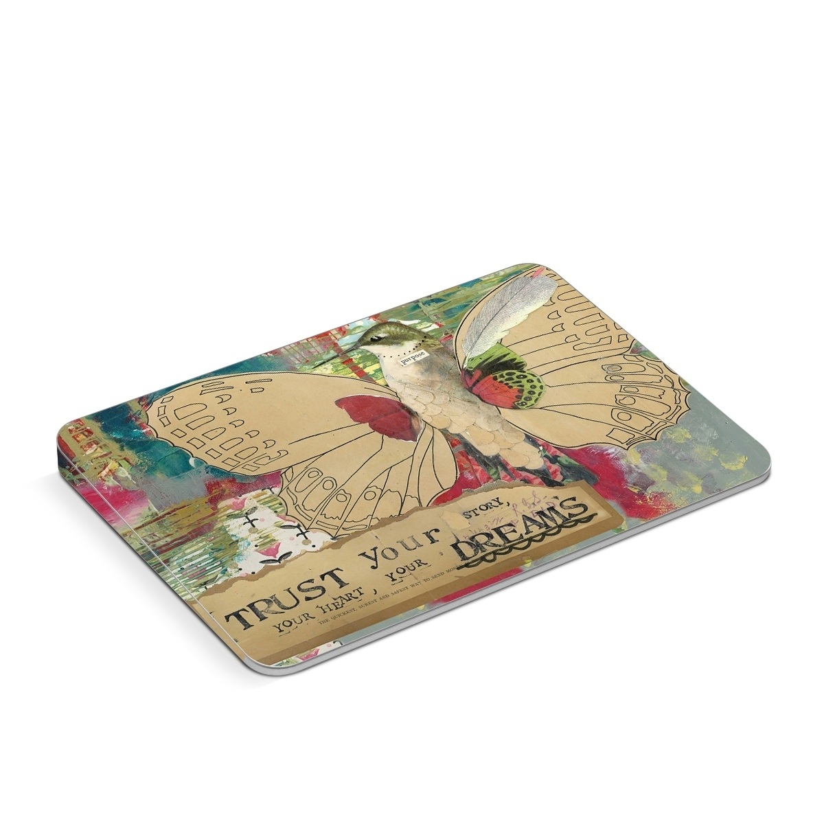 Apple Magic Trackpad Skin design of Butterfly, Insect, Moths and butterflies, Pink, Pollinator, Illustration, Wing, Moth, Art, Invertebrate, with yellow, green, brown, red, blue, pink colors