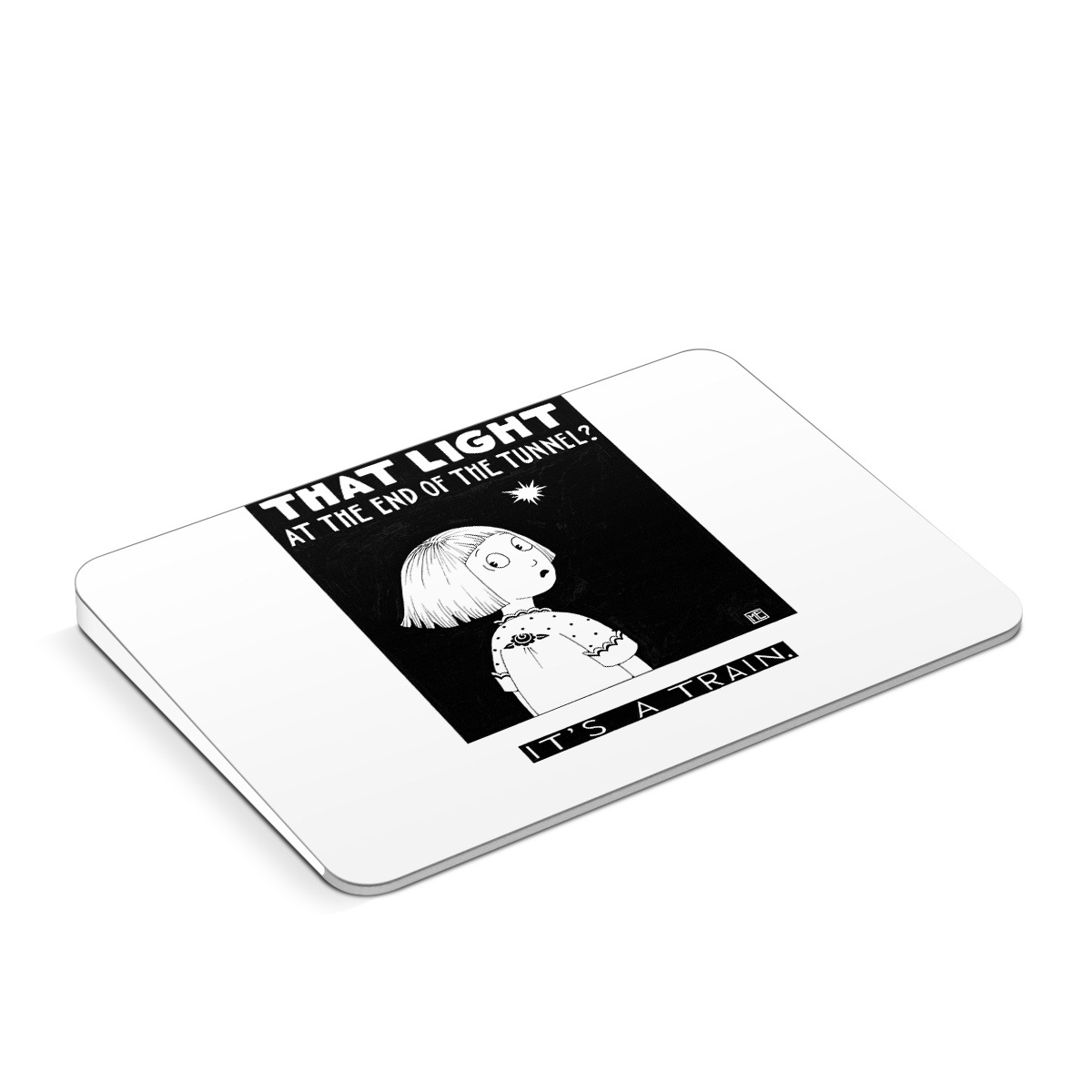 Apple Magic Trackpad Skin design of Cartoon, Poster, Font, Black-and-white, Fictional character, Illustration, Coloring book, with black, white colors