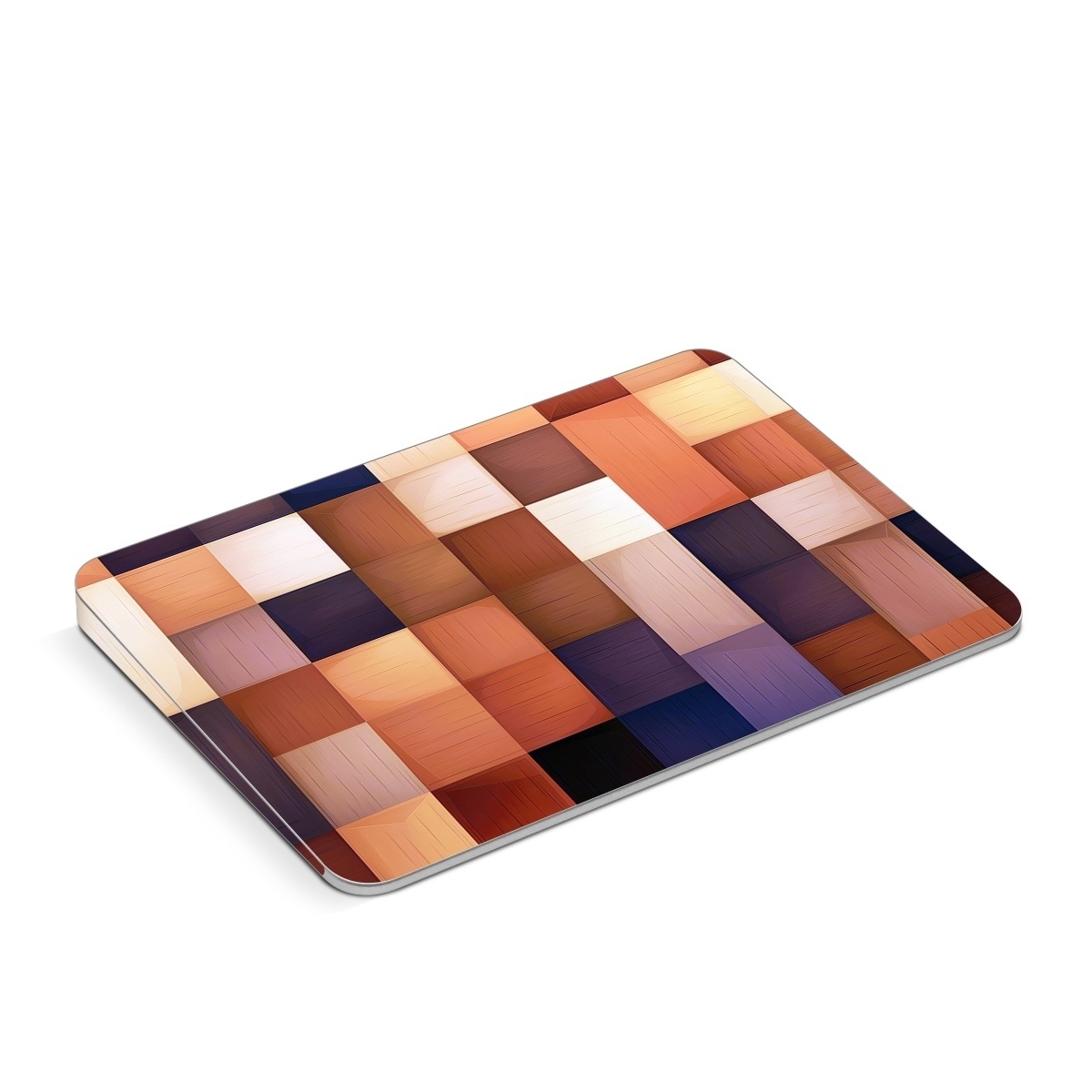 Apple Magic Trackpad Skin design of Brown, Light, Rectangle, Product, Wood, Blue, Orange, Amber, Textile, Wood stain, with yellow, orange, red, black, brown, blue, purple colors