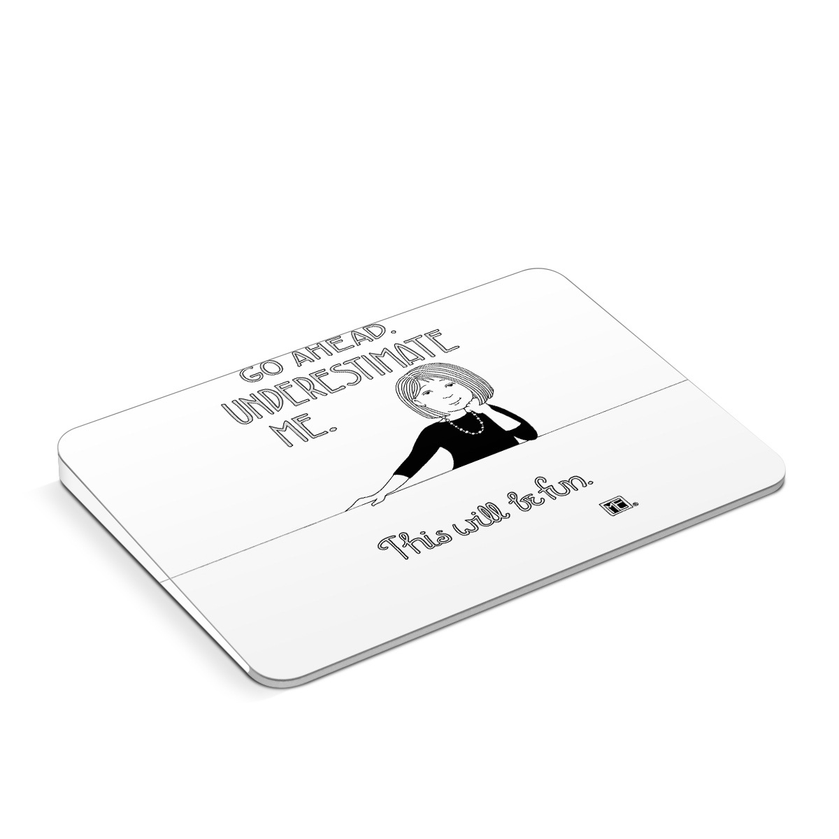 Apple Magic Trackpad Skin design of Gesture, Happy, Font, Illustration, Poster, Line art, Graphics, Art, Logo, Graphic design, with black, white colors