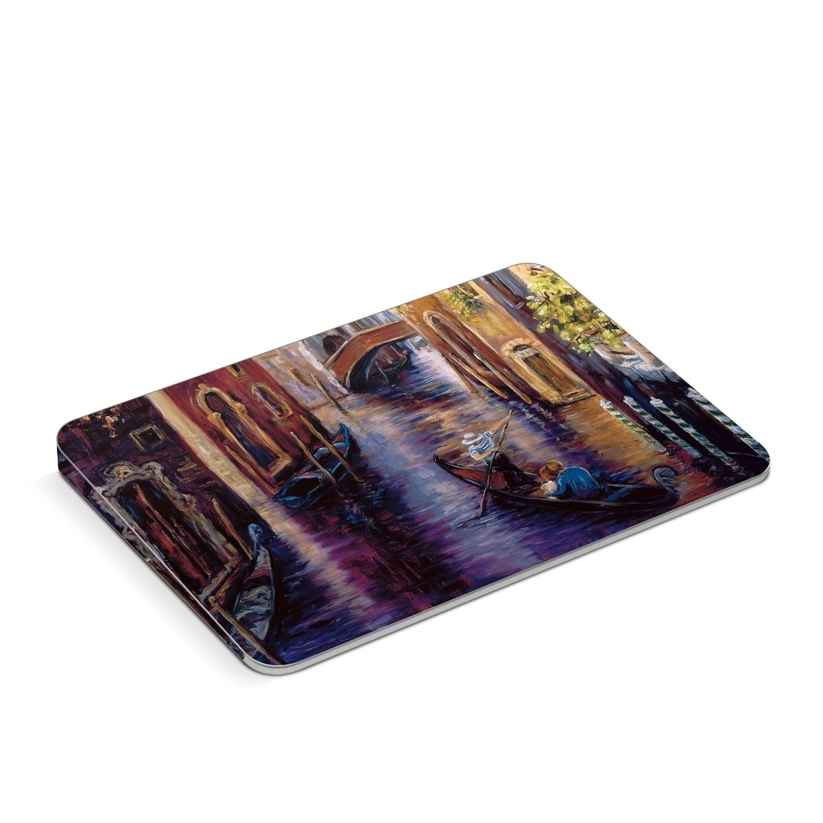 Apple Magic Trackpad Skin design of Painting, Watercolor paint, Waterway, Gondola, Canal, Art, Modern art, Acrylic paint, Visual arts, Building, with black, gray, red, green, blue, pink colors