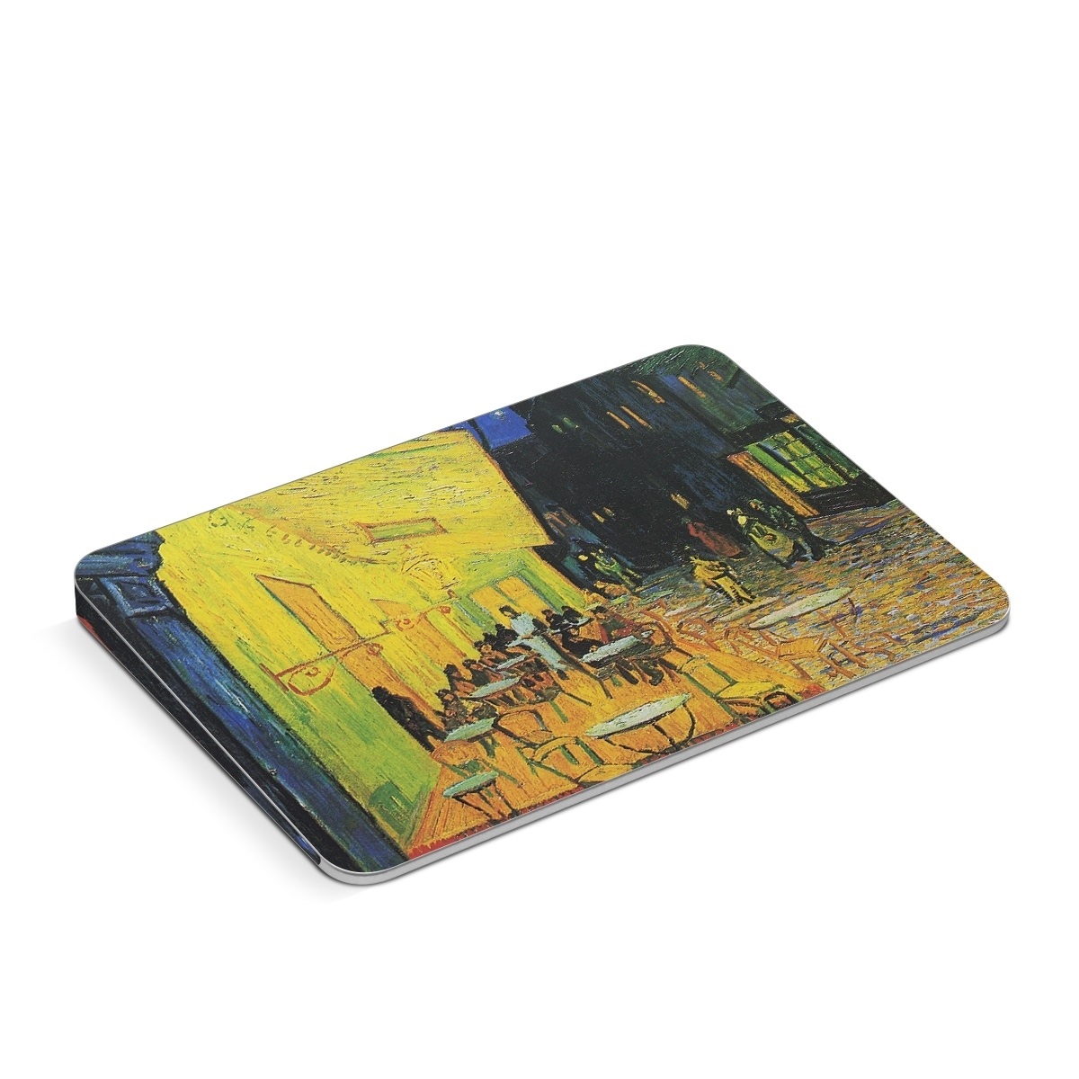 Apple Magic Trackpad Skin design of Painting, Art, Yellow, Watercolor paint, Illustration, Modern art, Visual arts, Street, Infrastructure, Tree, with green, black, blue, gray, red colors