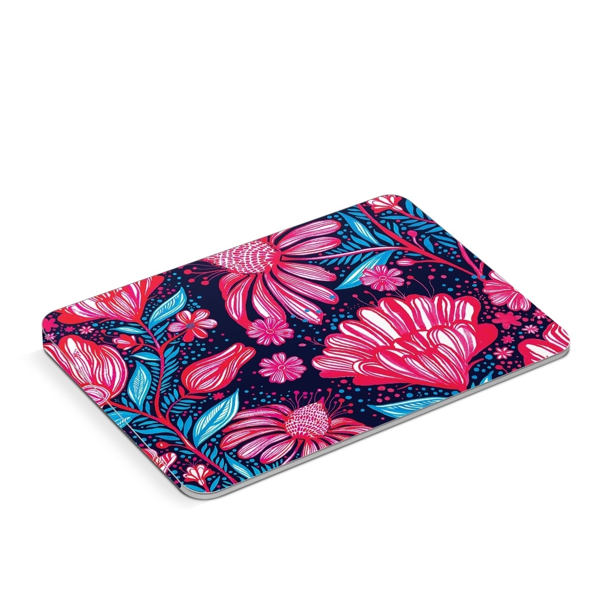Apple Magic Trackpad Skin design of Pattern, Red, Pink, Floral design, Textile, Design, Flower, Plant, Petal, with black, white, red, blue, pink colors