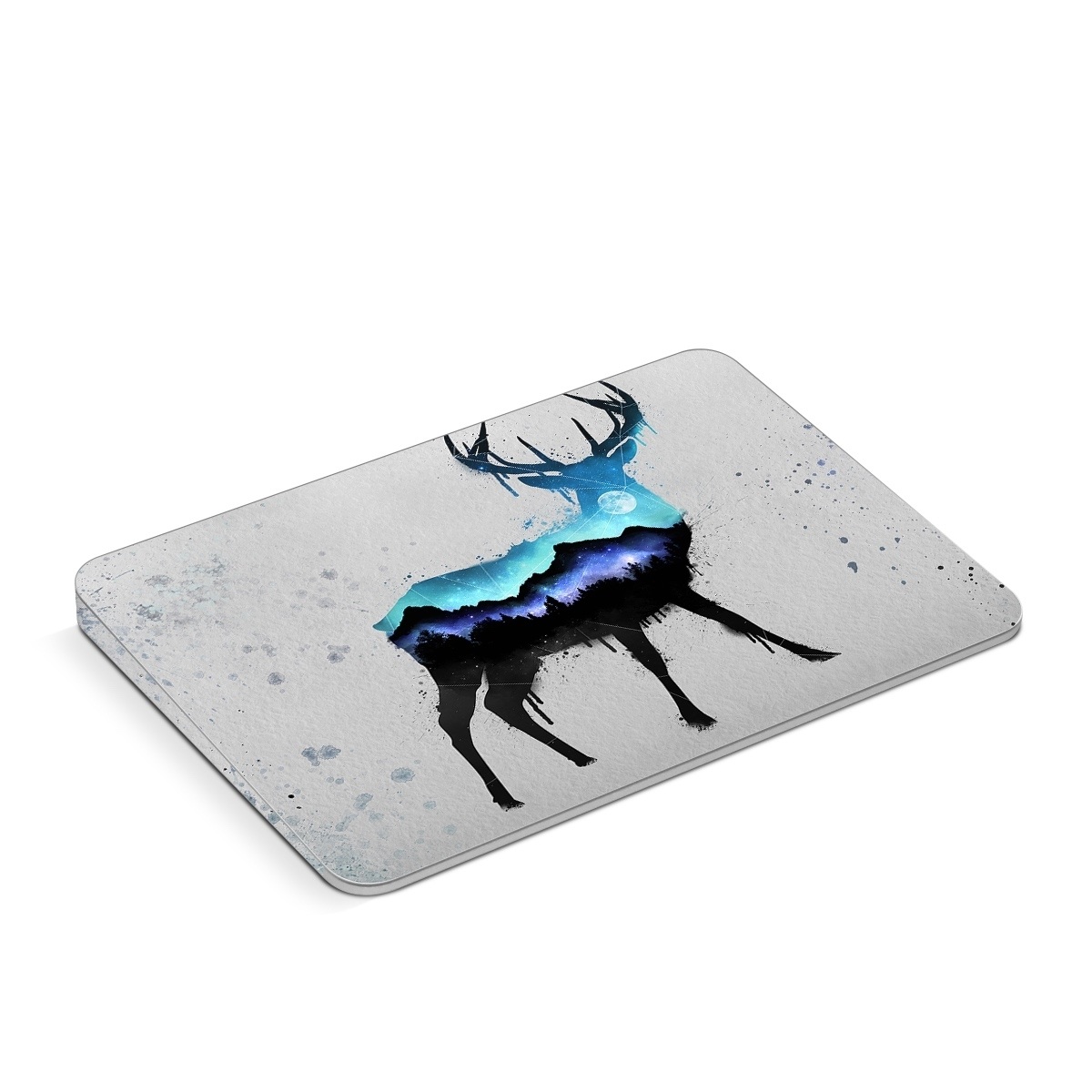 Apple Magic Trackpad Skin design of Reindeer, Deer, Illustration, Watercolor paint, Art, Elk, Wildlife, Drawing, Paint, Graphics, with gray, black, blue, purple, white colors