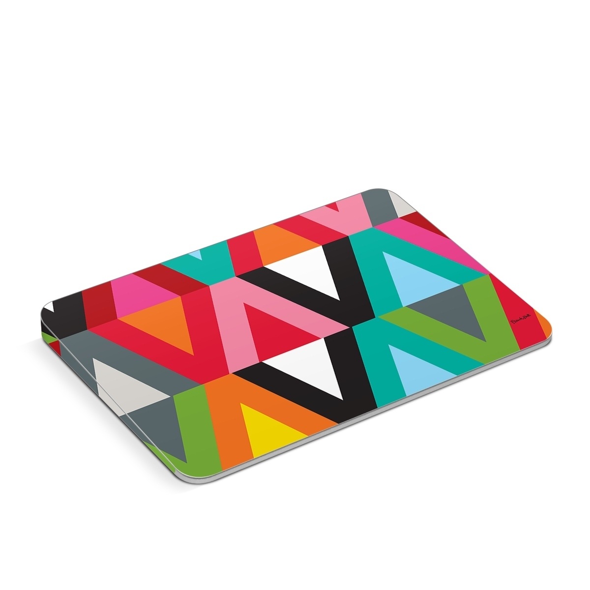 Apple Magic Trackpad Skin design of Pattern, Orange, Yellow, Graphic design, Colorfulness, Line, Design, Symmetry, Triangle, Font, with black, white, red, orange, pink, blue, green, gray colors