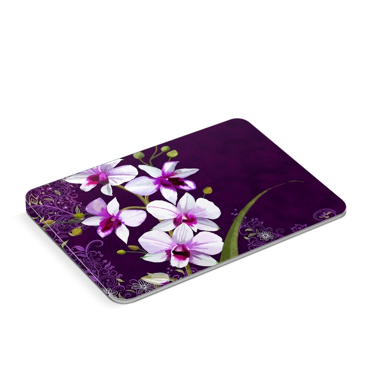 Apple Magic Trackpad Skin design of Flower, Purple, Petal, Violet, Lilac, Plant, Flowering plant, cooktown orchid, Botany, Wildflower, with black, gray, white, purple, pink colors