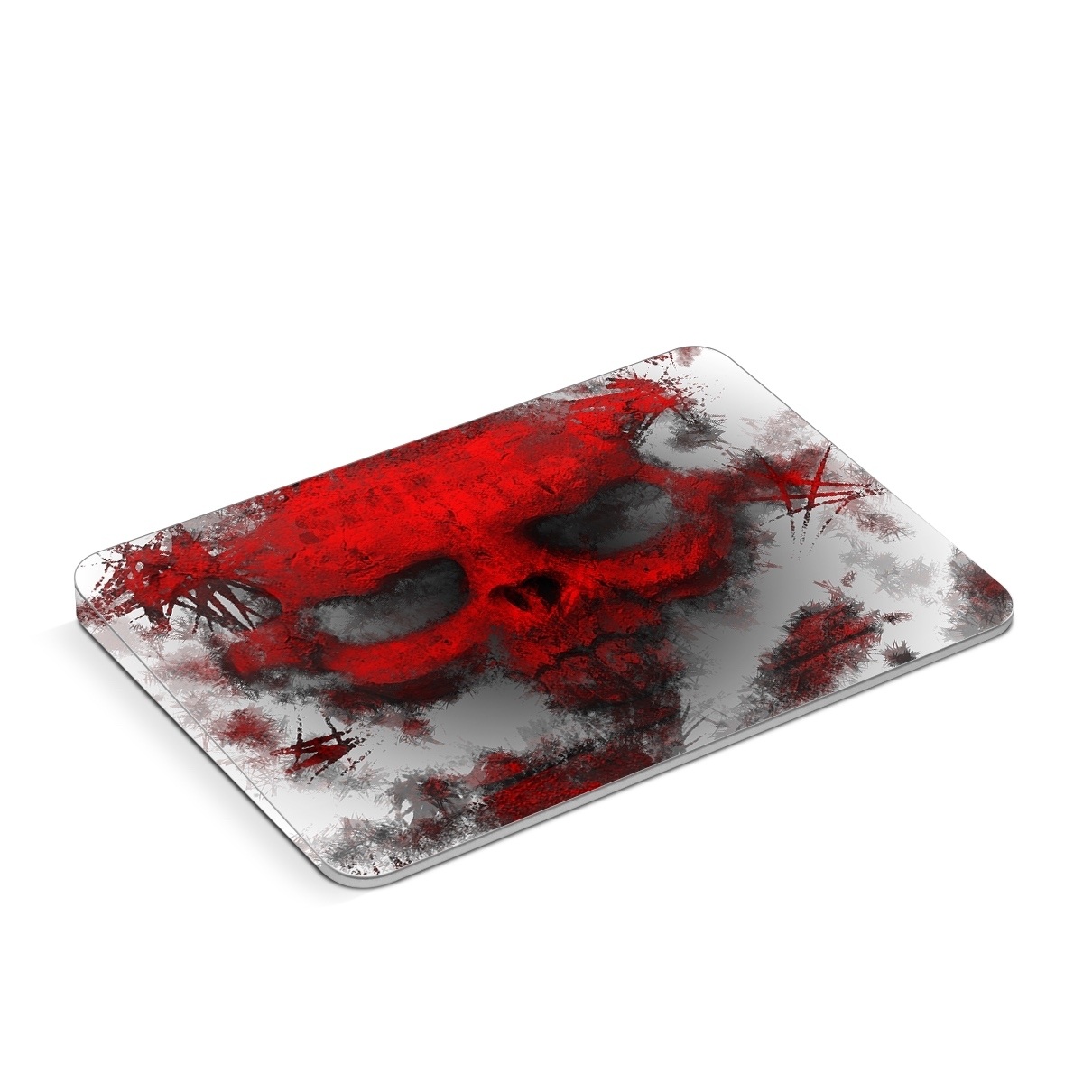 Apple Magic Trackpad Skin design of Red, Graphic design, Skull, Illustration, Bone, Graphics, Art, Fictional character, with red, gray, black, white colors
