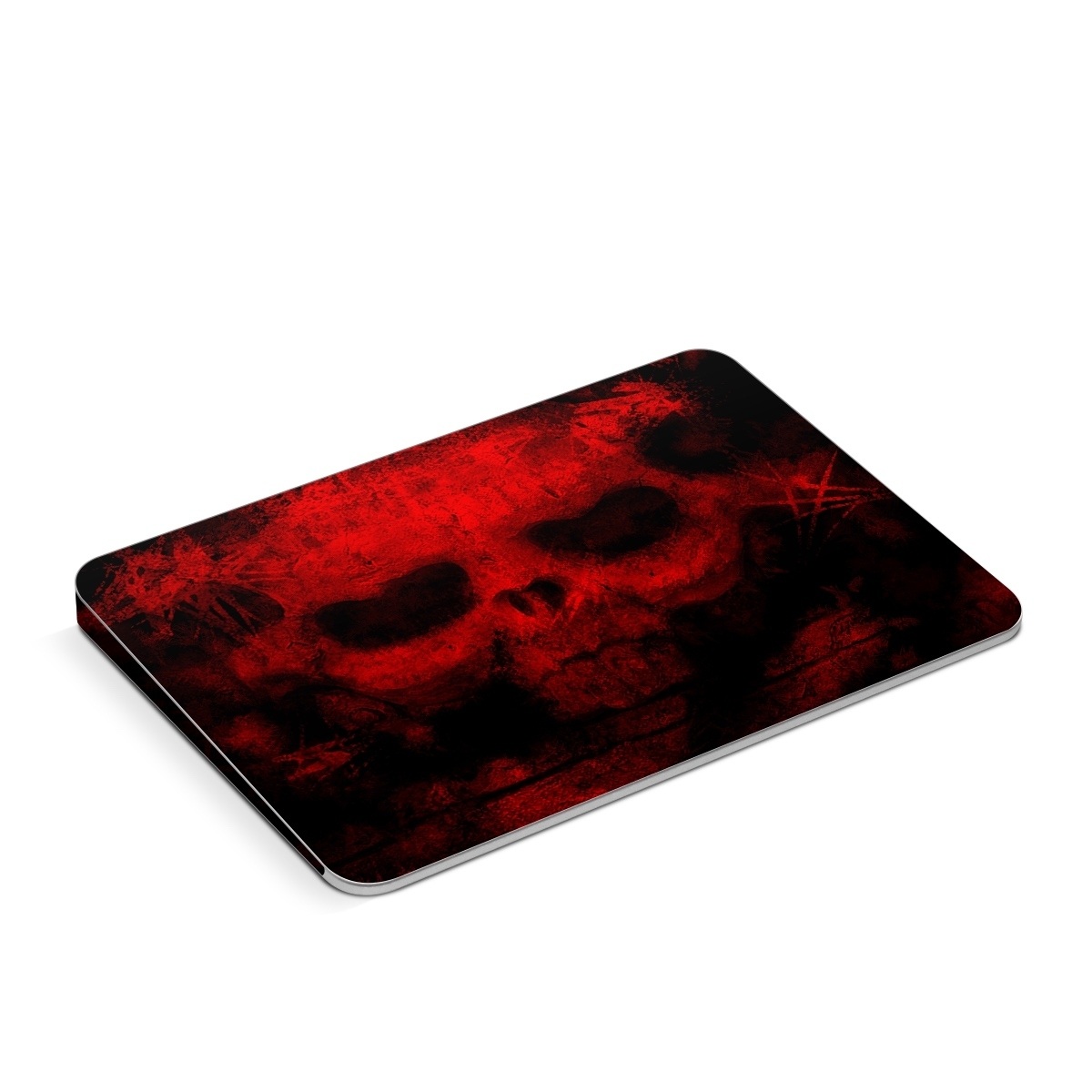 Apple Magic Trackpad Skin design of Red, Skull, Bone, Darkness, Mouth, Graphics, Pattern, Fiction, Art, Fractal art, with black, red colors