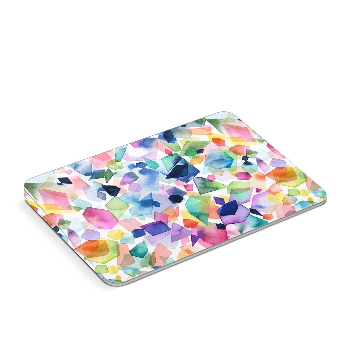 Apple Magic Trackpad Skin design of Colorfulness, Azure, Triangle, Art, Font, Line, Aqua, Material property, Creative arts, Symmetry, with white, blue, green, red, pink, orange, yellow, purple colors