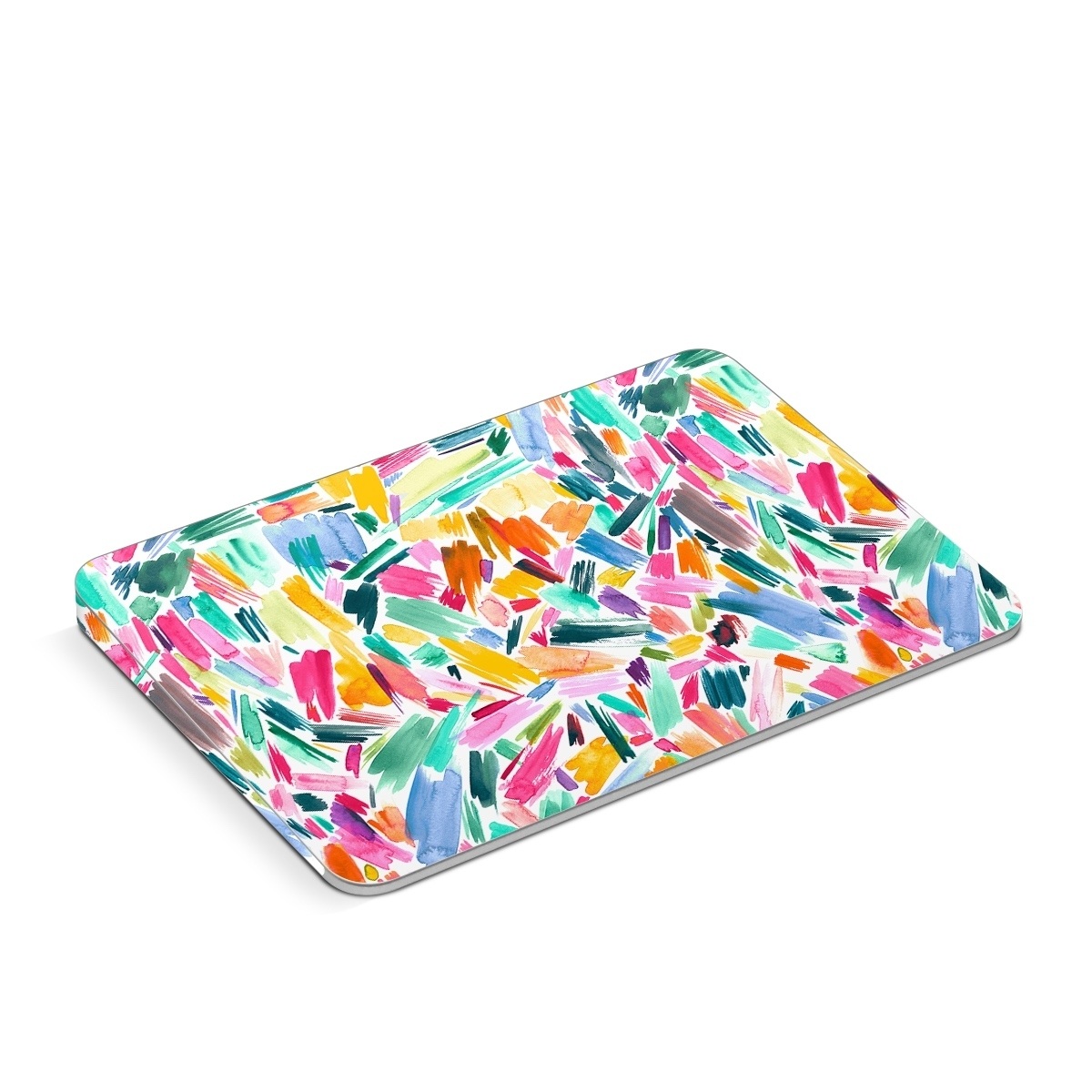 Apple Magic Trackpad Skin design of Colorfulness, Art, Triangle, Pattern, Painting, Symmetry, Creative arts, Paint, Electric blue, Art paint, with white, pink, blue, yellow, orange, red, green, gray colors