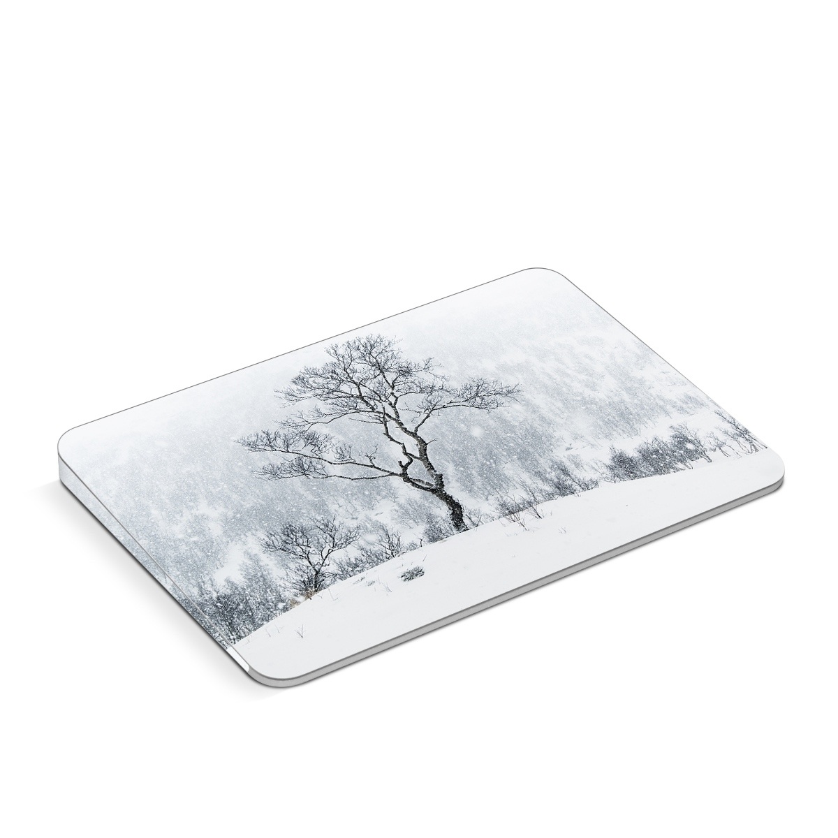 Apple Magic Trackpad Skin design of Snow, Winter, Tree, Nature, White, Sky, Atmospheric phenomenon, Natural landscape, Freezing, Blizzard, with white, gray, black colors